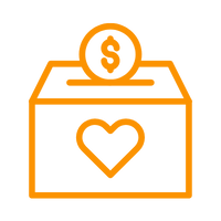 A coin is dropped into a small box adorned with a heart.